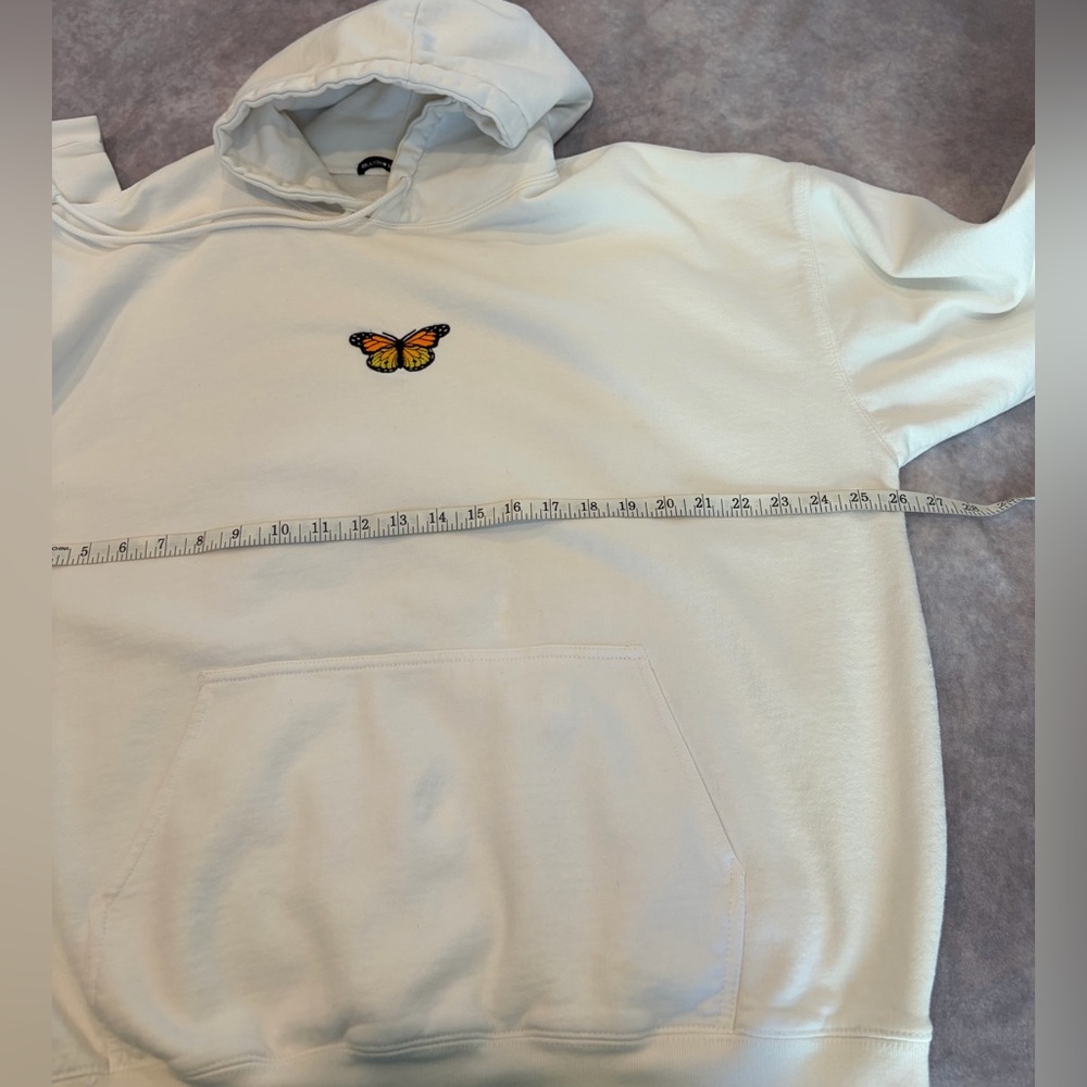 Brandy Melville :XL White Women's Butterfly Embroidered Hoodie - Picture 6 of 10